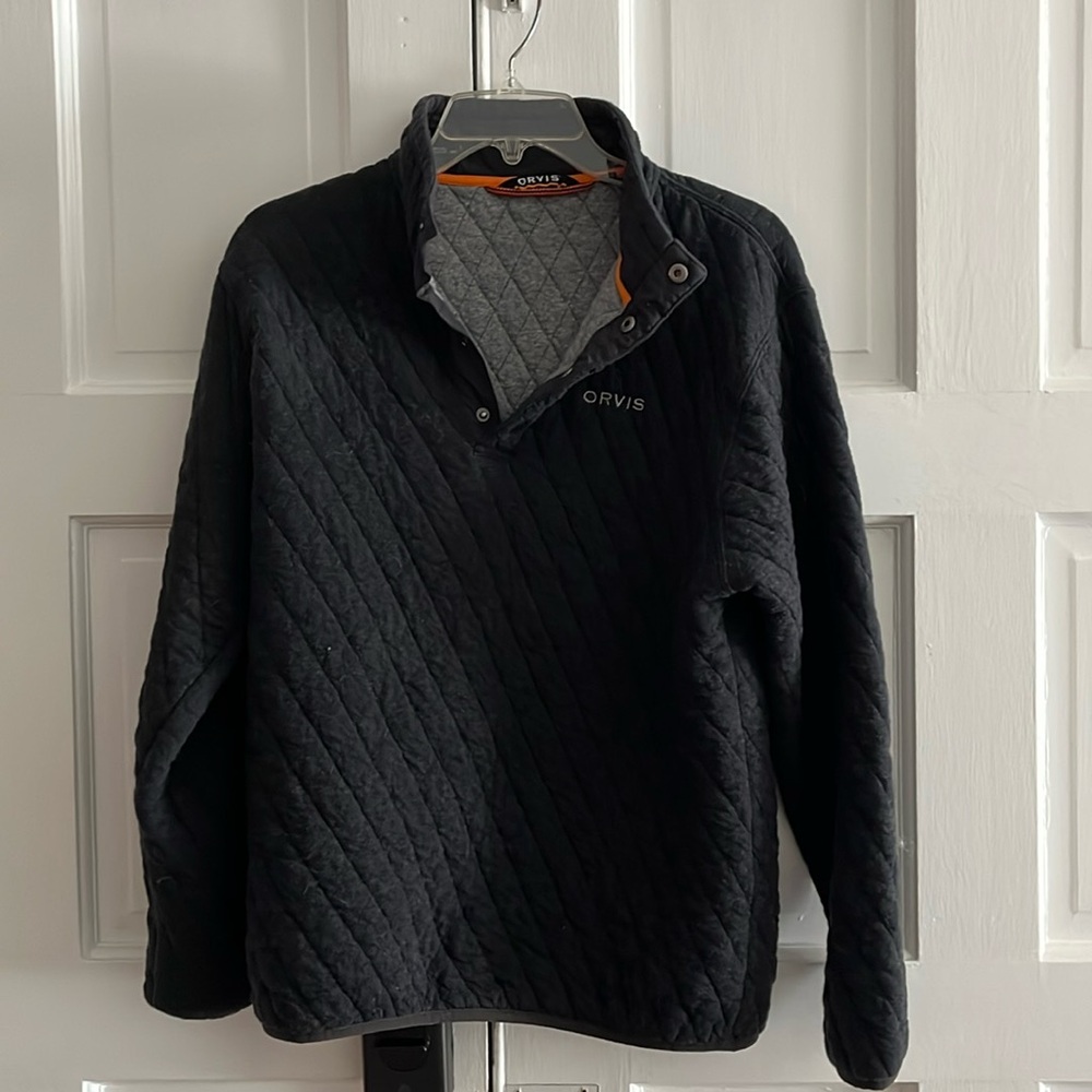 Orvis Brand Black Overshirt Polo Sweatshirt